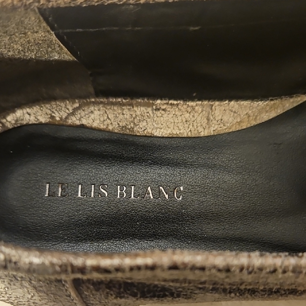 Women's Le Lis Lanc Metallic Gray Loafers with Gold Studs - Picture 7 of 9